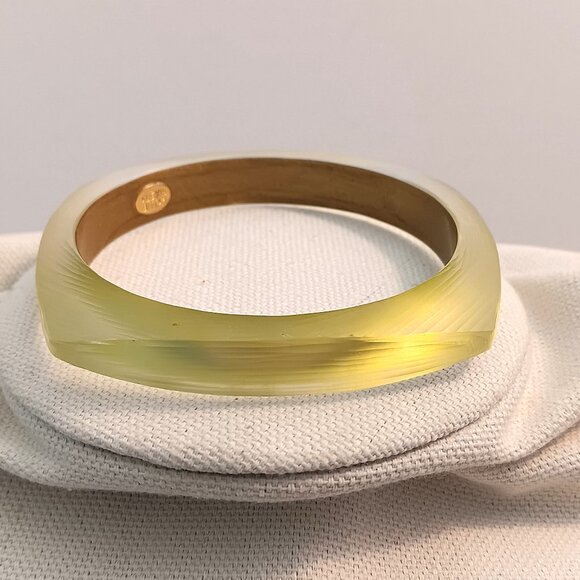 Alexis Bittar Yellow/Gold Lucite Square Bangle Bracelet - Picture 1 of 3